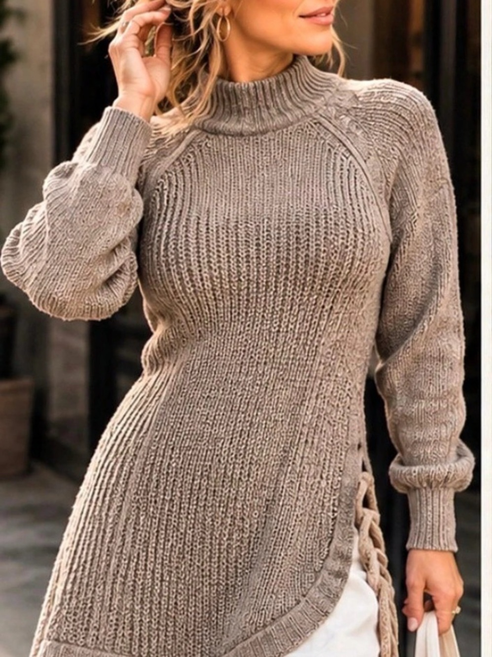 21” ptp cloth. Toronto High-Low Tunic Sweater Brown XL